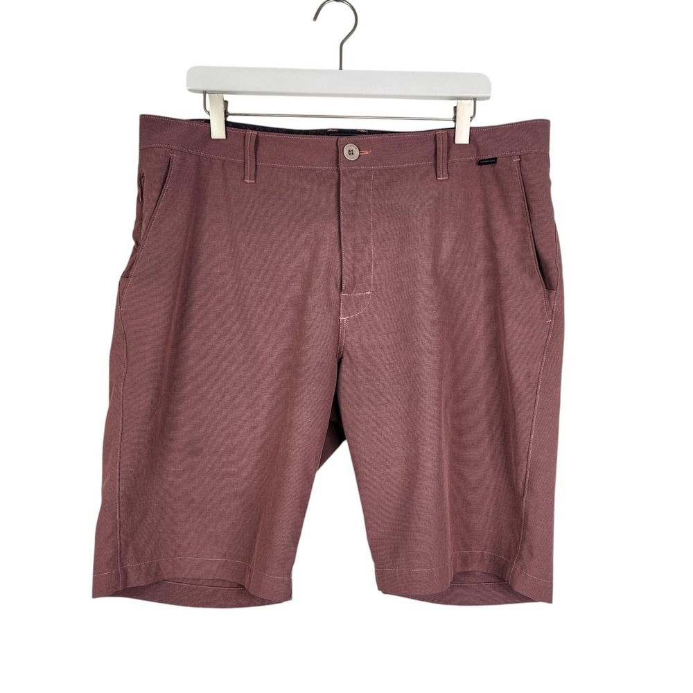 7 DIAMONDS Vitality Shorts Mens 36 Pink Check Performance Stretch Chino 10"